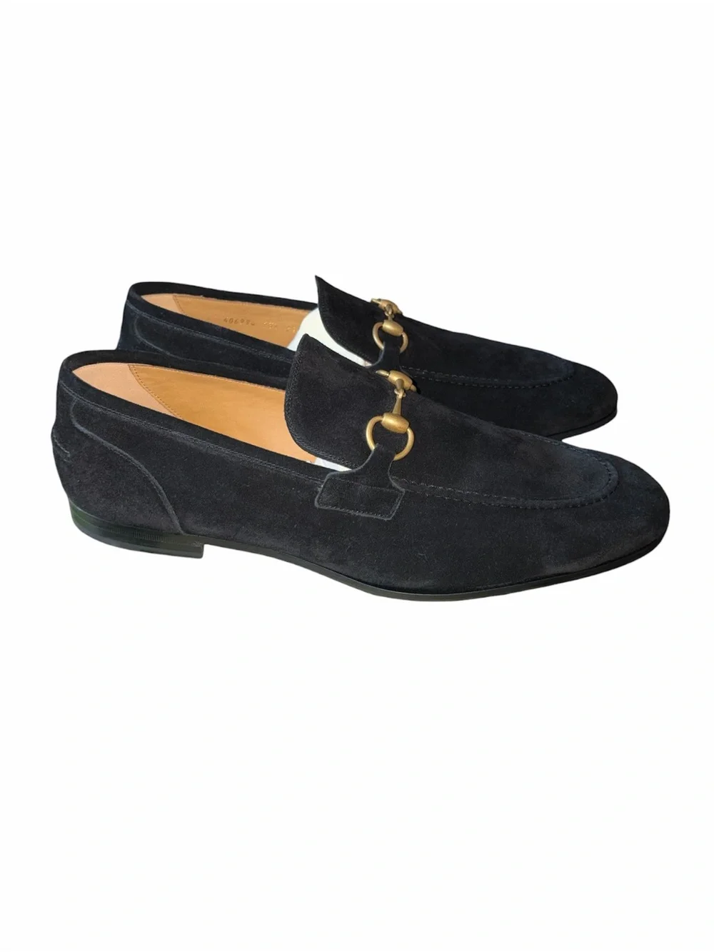 Gucci Black Suede Men's Horsebit Slip-On Loafers size 13.5